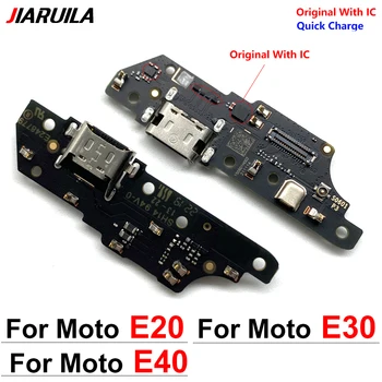 100% Originalus USB Įkrovimo lizdas Jungtis Valdybos Flex Kabelis Moto E20 E30 E32 E40 Dokas Įkroviklį su Mikrofonu Pakeitimo