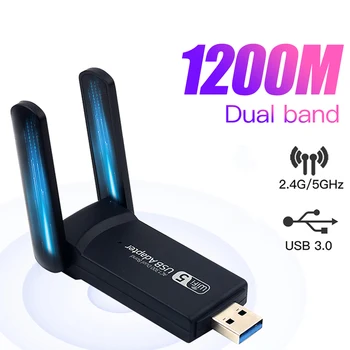 1200Mbps USB 3.0, Wifi Adapter Dual Band 5 ghz 2.4 Ghz Tinklo plokštė 802.11 AC RTL8812, 