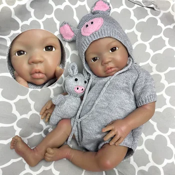 18 Colių Tamsios Odos Bebe Silikono Naujagimių Mergina Lėlės 3D Dažytos Odos bebê atgimusios de silikono originalus Vaikams Dovanos