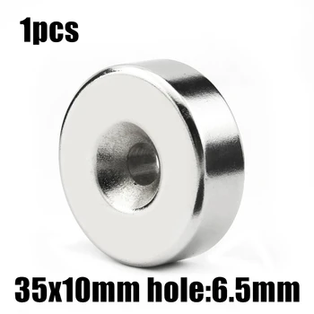 1pcs 35x10mm Skylė: 6mm super Stiprus Apvalus Neodimio Įsprausti Žiedas Magnetas ndfeb N35