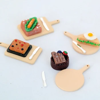 1Set 1/12 Miniatiūriniai Lėlių Pusryčiai Medienos Pjovimo Valdybos Modelis, Modeliavimas Virtuvės Maisto Doll House Dekoro Vaikams Žaisti Žaislai
