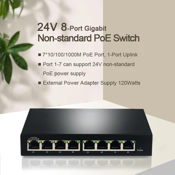 24V Nevaldomas 8-Port Gigabit PoE Switch nestandartinių 7*10/100/1000M POE Uosto ,8-Port Uplink