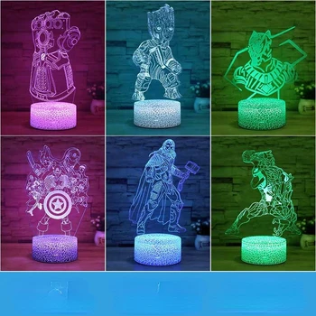 3D Naktį Šviesos Suvenyrų Wei Hero Serijos Spalvinga Lentelė, Naktiniai staleliai, Lempa LED Dekoratyvinis Aplinkos Šviesos stalo lempos, miegamojo naktį