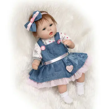 40cm/55cm Atgimsta Lėlės Vinilo Nelytinės Medvilnės Kūno Mielas Naujagimių Lėlės Reborn Baby Doll