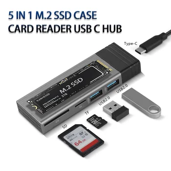 5 in1 USB Hub USB 3.1 Gen2 Adapterio Tipas C Docking Station Dual protokolo HD Box Splitter Didelės Spartos 10Gbps Nešiojamas Priedai