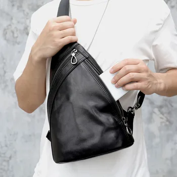 AETOO Oda, jungiamas laisvalaikio krūtinės maišelį vyrų cross-kūno krūtinės maišelį upscale galvos sluoksnis karvės odos crossbody maišelį vyrų krūtinės krepšys