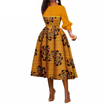 Afrikos Spausdinti Mados Suknelės Šalis Suknelė Dashiki Komplektai, Chalatai, Ankara Femme Elegantiškas Afrikos Kulkšnies Ilgio Šviesą Vakare Šalis