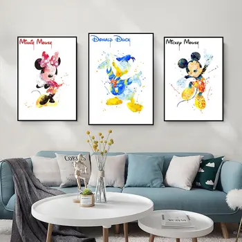 Akvarelė Disney Mickey Mouse Plakatai Ir Spausdina Ančiukas Donaldas Nuotrauką Drobė, Tapyba Sienos Menas Vaikams, Miegamojo Namų Dekoro