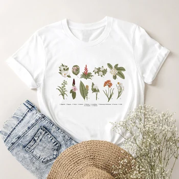 Atsitiktinis Ir Universalus Animacinių filmų Gėlių Stiliaus Drabužiai Moterims Vasaros T-shirt 90-ųjų Stiliaus spausdintą Modelio Mados Trumpas rankovėmis T-shi