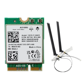 AX1690I Wifi Kortelę Su 2X8DB Antenos AX411 Wi-Fi 6E Greitis 2.4 Gb 802.11 Ax 2.4/5/6Ghz Bluetooth 5.3 Bevielio ryšio Modulis