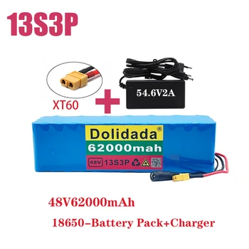 Batterie Ličio-Jonų 13S3P 48V 62Ah XT60 DC 54.6 V 2A 1000W supilkite vélo et trottinette électrique avec Bms intégré et chargeur