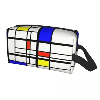 Custom De Stijl Piet Mondrian, Tualetinių Reikmenų Krepšys Moterims Šiuolaikinio Meno Kosmetikos Makiažas Organizatorius Lady Grožio Saugojimo Dopp Rinkinys Atveju