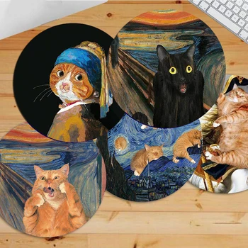 Cute Kačių, Pelės Padas Van Gogh Pelės Kilimėlis Žaidėjus Derliaus Žvaigždėtą Naktį Žaidimų Priedai Kilimėlis Kompiuterio Stalas Mousemats 22x22cm
