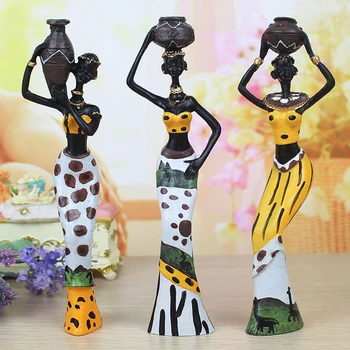 Derva Lėlės, Dekoratyvinės Statulos, Egzotinių Žavesio Lėlės Dervos Trijų dalių Rinkinys Apdailos Kūrybiškumą Afrikos Moterų Namų Puošybai