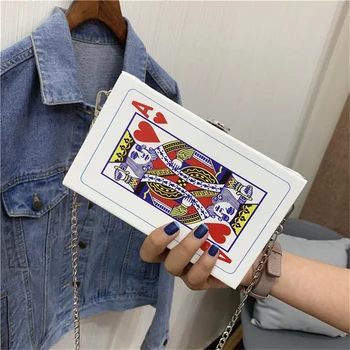 Dizaineris Rankinės Moterų Mados Prekės ženklo Maišelį Pokerio Žaidimo Kortelės Naujovė Moterų Pečių Crossbody Krepšiai Grandinės Piniginės Sankabos Krepšys