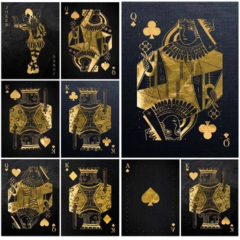 Geltona Aukso Pokers Žaisti Kortelės, Plakatai Sienos Nuotraukas Kambarį Dekoro Šiaurės Plakatas Sienos Meno Tapybos Drobės Neįrėminti