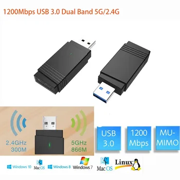GRWIBEOU 1200Mbps USB 3.0 Dual Band AC 802.11 5G/2.4 G Bevielio WiFi Adapteris, Bluetooth Dongle 5.0 PC