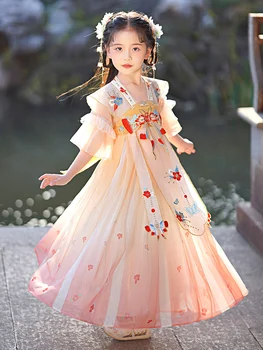 Hanfu Mergaičių Vasaros Senovės Suknelė Vasaros Mergaitės Senovės Stiliaus Tangzhuang Suknelė Mergina Vasaros Princesė Dress Kinų Suknelė