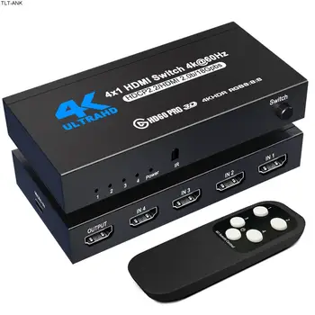 HDMI Jungiklis 4K@60Hz 4 Port 2.0 HDMI Switcher Selektorių 4 in 1 Out HDMI Jungiklis su ir SPINDULIŲ Nuotolinio Valdymo PS4 Xbox Gaisro Stick PC