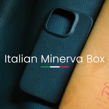 Italijos Minerva Dėžutė Originali Odinis dėklas iPhone 14 Pro Max Plus Rankų darbo Prabangūs Verslo karvės odos Telefono Dangtelį