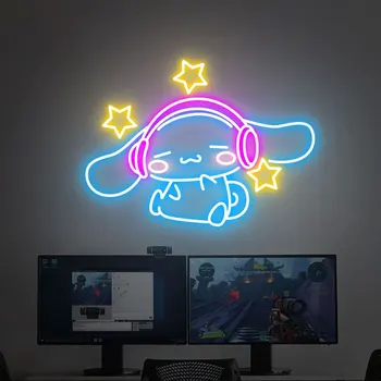 Kawaii Anime Neoninis Ženklas Užsakymą Japonijos LED Šviesos Menas, Sienų Dekoras Vaikų Mergaičių Miegamasis Dekoro Žaidimas Kambario Sienos Neoninės Šviesos Ženklas