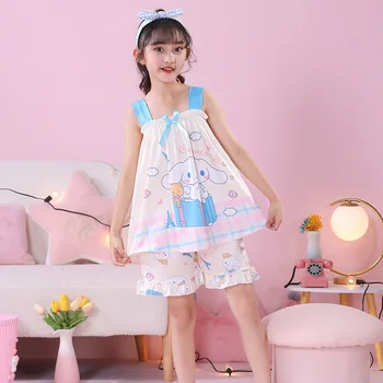 Kawaii Sanrio Vaikų Pižama Hello Kittys Priedai Mielas Grožio Animacinių filmų Anime Mergaičių Vasaros Namų Drabužiai Nustato Žaislų Mergaitėms Dovanų