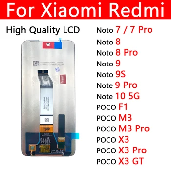 LCD Ekrane rodomi Redmi Pastaba 7 8 9 Pro 9S 10 Xiaomi Mi POCO F1 X3 M3 Pro LCD Ekranas Jutiklinis Ekranas skaitmeninis keitiklis Asamblėja
