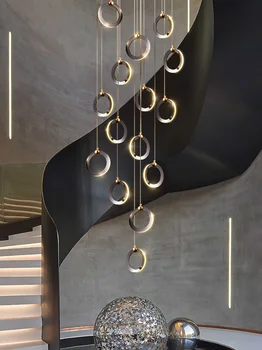 LED Pakabukas Lempa, led Šiuolaikinės 2022 dvipusis laiptai liustra Šiaurės turas loft villa gyvenamasis kambarys, valgomasis apšvietimas