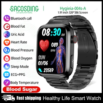 Naujas EKG+PPG Stebėsenos Neinvazinis Kraujo Gliukozės Smart Watch Vyrų Šlapimo Rūgšties Kraujo Lipidų Kraujyje Deguonies Kraujo Spaudimas Smartwatches
