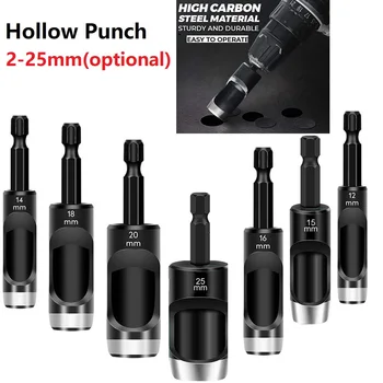 Odos Hole Punch Hex Karka Adapteris, Elektros Mašinos Tuščiaviduriai Punch 2-20mm, Skirtas Gręžimo Kartono Odos Diržas Skylių Priedai