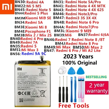 Originalus Baterijos Xiaomi Mi Redmi Pastaba Max Sumaišykite 2 A2 3 3 3 VNT., 4 4X 4A 5 5A 5S 5X M5 6 6A 7 7A 8 8T 9 Mi9 SE Pro Plus Lite baterijos