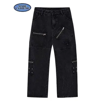 PAGAMINTAS EKSTREMALIŲ Kelių užtrauktukas black jeans Nelaimę pločio kojų džinsus y2k vyriški džinsai hip-hop dizaineris baggy jeans dropshipping
