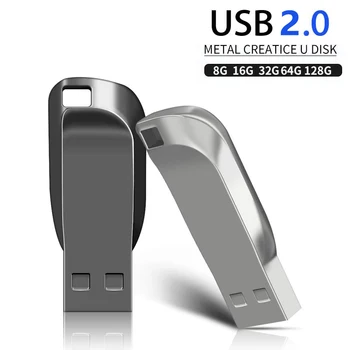 Pendrive 128 GB USB Flash Drive 64GB 32GB 16GB 8GB Cle USB 2.0 Metalo Didelės Spartos 8GB 16GB 32GB 64GB 128GB Pen Ratai Nemokamas Pristatymas