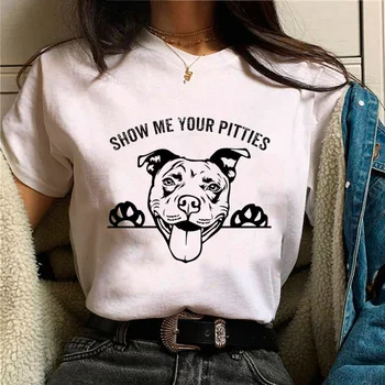 Pitbull Tee moterims streetwear marškinėliai moteriška Japonijos 2000 grafinis drabužiai