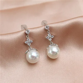 S925 sterlingas sidabro auskarai inkrustacijos su dirbtiniu būdu išaugintų perlų cirkonis šviesos prabanga prabangus auskarai