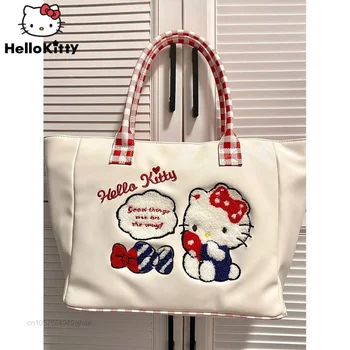 Sanrio Hello Kitty Totalizator Krepšiai Siuvinėjimo Didelės Talpos Pečių Maišą Moterų Prabangių Dizainerio Rankinės Studentas Moterų Laisvalaikio Rankinės