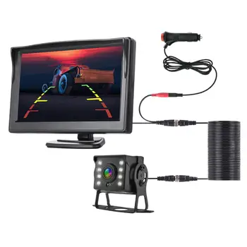 Universalus Automobilių Galinio vaizdo Kamerą su 5 colių Monitorius, skirtus Sunkvežimių HD Ekranas LED Naktinio Matymo Vandeniui Paking Autobusų Saugumas