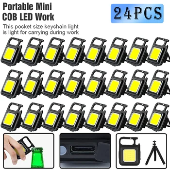1-24pcs LED Darbinis Šviesos Mini Nešiojamas Kišenėje USB Įkraunamas Žibintuvėlis COB Darbą, Šviesos, Lauko Kempingas Žvejybos Kamščiatraukis
