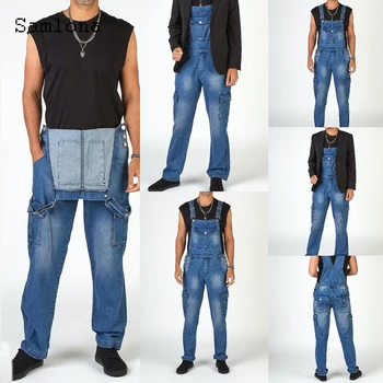 2022 Europos Stiliaus Mados Naujo stiliaus džinsinio audinio kelnės jumpsuit vyrų darbo drabužiai atsitiktinis Samlona plius dydis džinsinio audinio kelnės jumpsuit