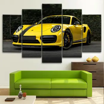 5 Gabalas Manhart 911 Geltona Automobilio Cuadros Paveikslų Sienos Meno HD Nuotraukų, Plakatų Namų Dekoro Kambarį Papuošalai