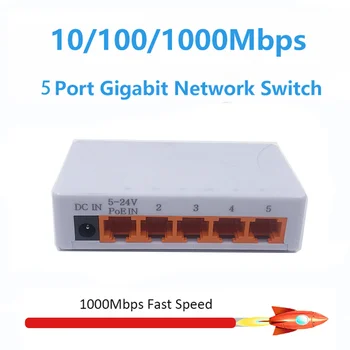 5 Uostą 1000Mbps Gigabit Ethernet Tinklo Jungiklio, Smart Switcher Aukštos kokybės RJ45 Hub Interneto Splitter