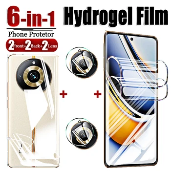6in1 Minkštas Hidrogelio Filmas Realme 11 Pro Plus Stiklo 3D Išlenkti Ekrano Apsaugų ant KOLEGA Nekilnojamojo Man 10 9 8 Pro 