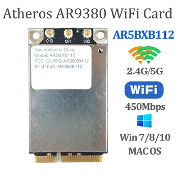 Atheros AR5BXB112 AR9380 Dual Band 450Mbps Wifi Mini PCI-E Belaidžio ryšio Kortelė, skirta 