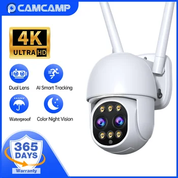 Camcamp 8MP 4K Smart Wifi Camera PTZ Outdoor 8x Digital Zoom Onvif Cctv Vaizdo Stebėjimo, IP Kameros, Saugumo Užtikrinimo, Iptv