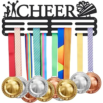 Cheerleaders Medalis Pakaba Nudžiuginti Medalis Laikiklį su 12 Eilučių, Tvirtas Plieno Sudarymo Ekrano Laikikliai Virš 60 Medalių prie Sienos tvirtinamas