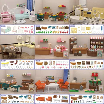 Doll House Dekoro Miniatiūriniai Namų Miegamojo, Virtuvės Kišenėje Serijos Scena Apdailos Paviršiaus Mini Dekoro Maisto ir Žaisti Scena