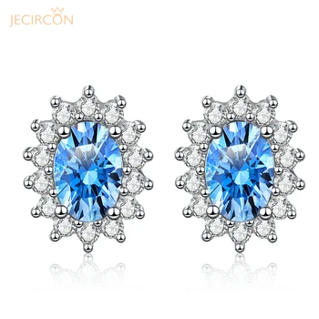 JECIRCON Royal Blue Moissanite Auskarai Smeigės 0.5 Karatų Lab Deimantų 925 Sterlingas Sidabro Moterų Elegantiškas Fine Jewelry GRA Certifed