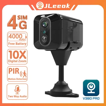 JLeeok 5MP 4G SIM Kortelių Mini Kamera įmontuota Baterija PIR Judesio Aptikimo Patalpų Apsaugos VAIZDO Stebėjimo Kamera, WIFI V380 PRO