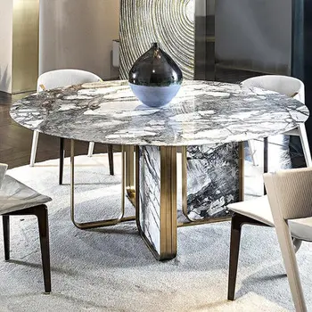 Karšto pardavimo Marmuro stalas apskritas stalas didelis villa baldai šviesos prabangus marmuro lentelė