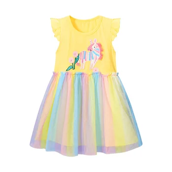 Mielas Zebra Šalis Suknelė Mergaitėms Vasaros Baby Princess Suknelės Vaikams, Cartoon Rankovių Nėrinių Vestidos 2-7Y Vaikai Paplūdimio Drabužiai